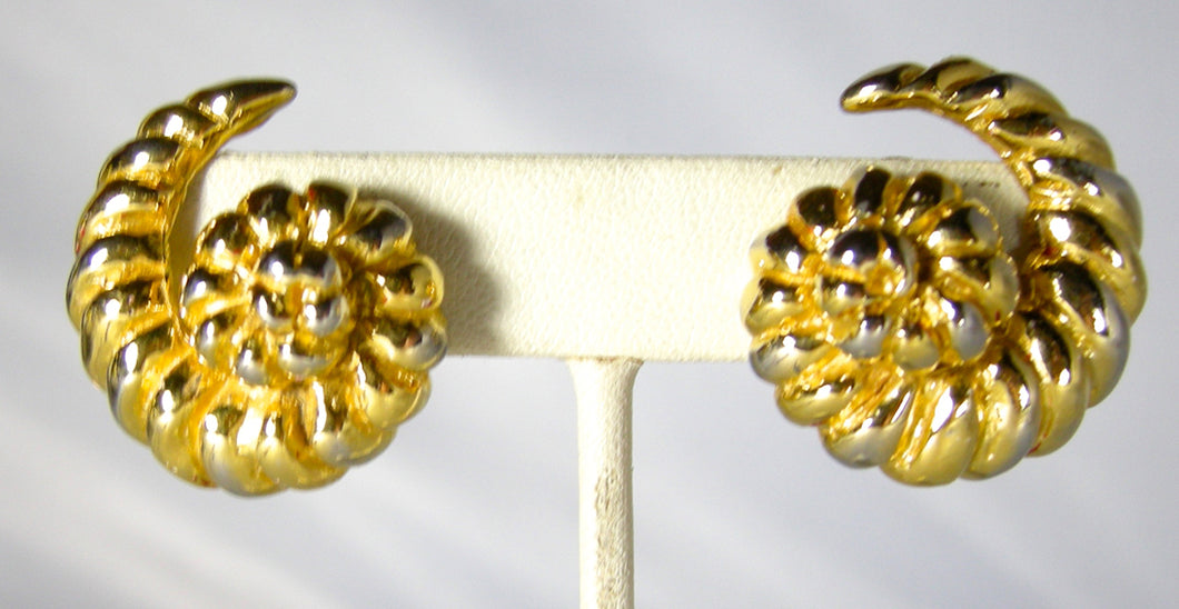 Vintage K.J.L. Swirl Clip Earrings