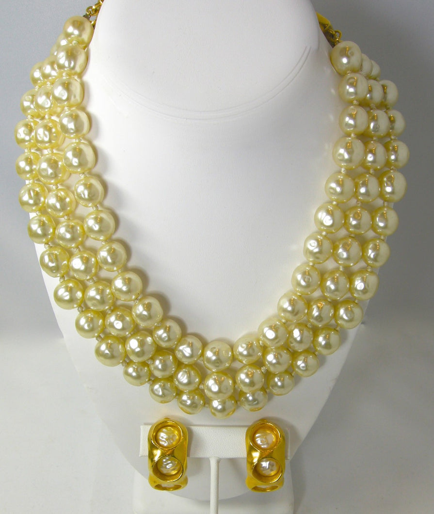 Vintage 60s Robert Lee Morris Pearl Necklace & Earrings