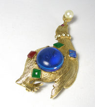 Load image into Gallery viewer, Vintage 1960s Large Seal Figural Brooch Balancing A Faux Pearl  - JD10175