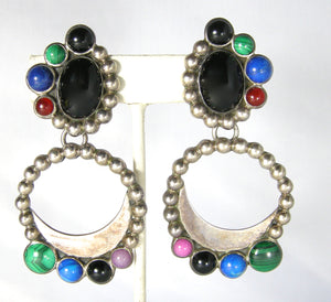 Vintage Sterling Signed Dolce Mexican Dangling Earrings