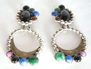 Vintage Sterling Signed Dolce Mexican Dangling Earrings
