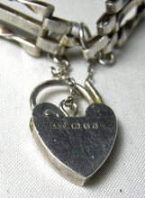 Load image into Gallery viewer, Victorian Signed “ASJ” Sterling Bracelet With Dangling Heart  - JD10500