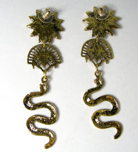Load image into Gallery viewer, Egyptian Revival Long, Dangling Snake Earrings  - JD10279