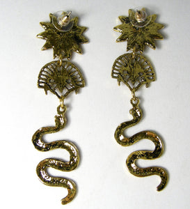 Egyptian Revival Long, Dangling Snake Earrings  - JD10279