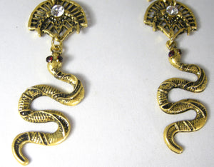 Egyptian Revival Long, Dangling Snake Earrings  - JD10279