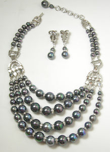 One-Of-A-Kind Robert Sorrell Tahitian Pearl and Crystal Necklace Set