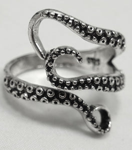 Sterling Silver Abstract Snake Design Ring, Size 7-1/2