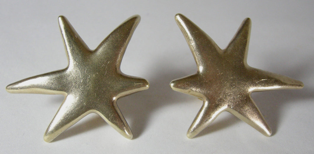 Vintage Gold Wash Sterling Star Earrings - JD10300