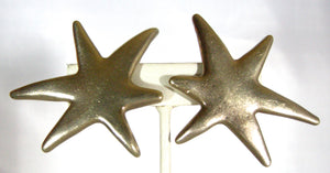 Vintage Gold Wash Sterling Star Earrings - JD10300