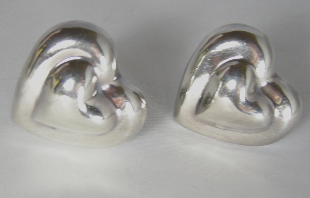Vintage Large Sterling Heart Earrings