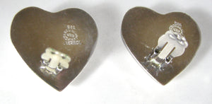 Vintage Large Sterling Heart Earrings