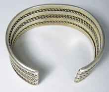 Load image into Gallery viewer, Vintage Signed BD Sterling Silver Ribbed Cuff Bracelet