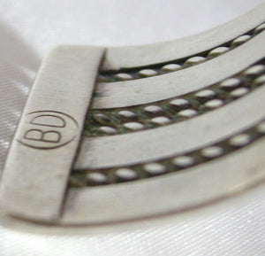 Vintage Signed BD Sterling Silver Ribbed Cuff Bracelet