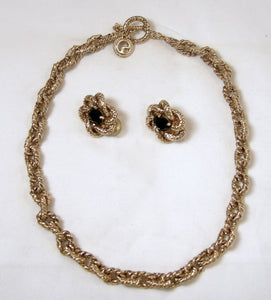 Vintage Signed St. John Link Chain Necklace & Earrings Set