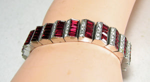 Vintage Rare Signed Trifari Faux Ruby Necklace & Bracelet Set  - JD10473