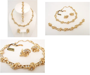 Vintage Signed Trifari Necklace, Bracelet & Earrings Parure.