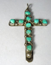 Load image into Gallery viewer, Vintage Sterling Silver Turquoise Cross Pendant - JD10137
