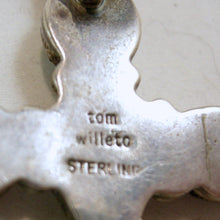 Load image into Gallery viewer, Vintage Signed Tom Willeto Sterling Navajo Green Turquoise Cross With Chain