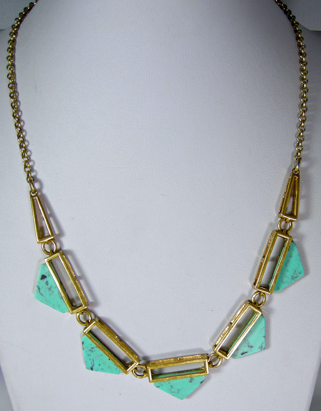 Turquoise Resin Triangles Necklace  - JD10292