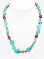 Vintage Turquoise & Green Garnet Bead Necklace
