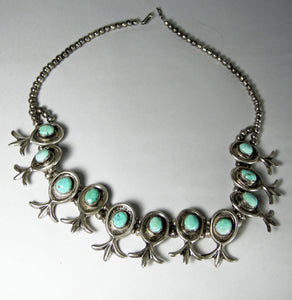 Vintage 1930s American Indian Pawn Sterling Silver Turquoise Necklace - JD10143