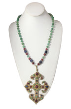 Load image into Gallery viewer, Vintage Rare 1980s Valentino Multi Color Runway Cross Necklace