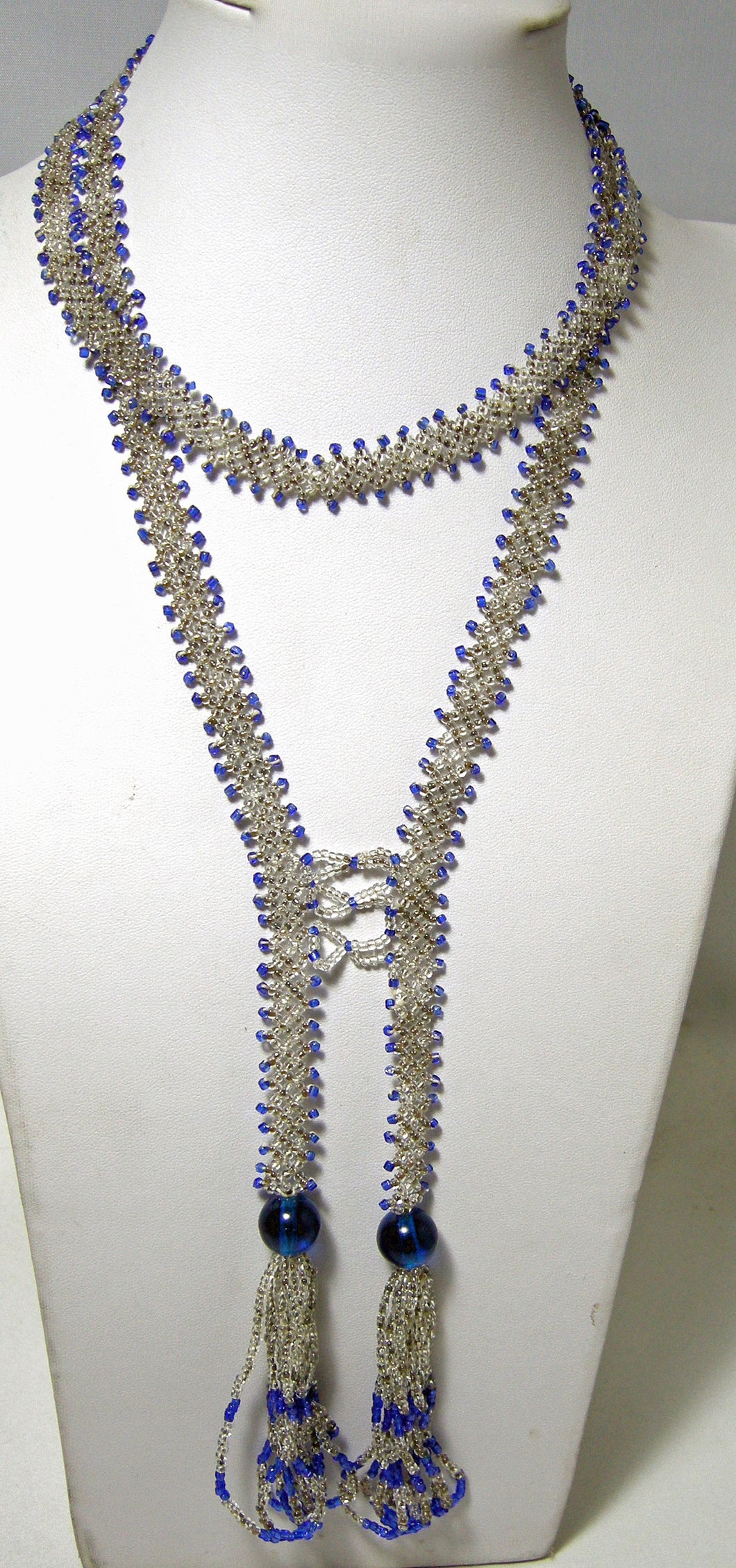 Vintage Hand Woven Deco Flapper Beaded Necklace  - JD10508