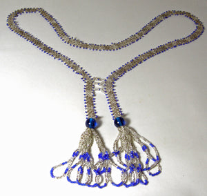 Vintage Hand Woven Deco Flapper Beaded Necklace  - JD10508