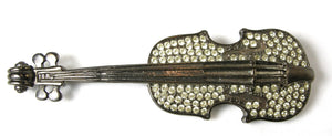 Rare 1970s Givenchy Paris Gunmetal Violin Brooch