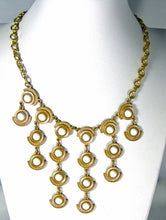 Load image into Gallery viewer, Vintage White Cabochons In “Roman” Style Disks Bib Necklace  - JD10359