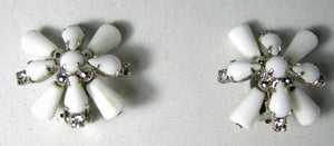 Vintage Milk Glass Clip Earrings  - JD10354