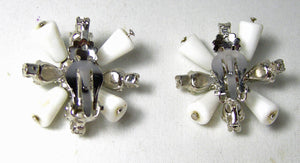 Vintage Milk Glass Clip Earrings  - JD10354