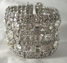 Load image into Gallery viewer, Very Wide Vintage Art Deco Clear Crystal Bracelet