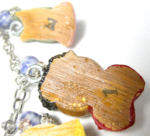 Vintage Happy Wooden Figural charm Necklace  - JD10509