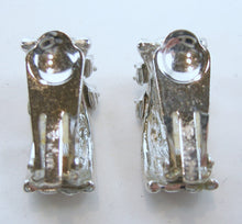 Load image into Gallery viewer, Vintage Silver Tone Rhinestone Half Hoop Earrings
