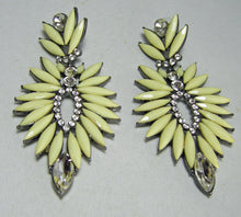 Load image into Gallery viewer, Vintage Very Long Yellow &amp; Crystal Dangling Earrings  - JD10367
