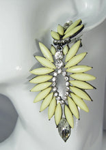 Load image into Gallery viewer, Vintage Very Long Yellow &amp; Crystal Dangling Earrings  - JD10367